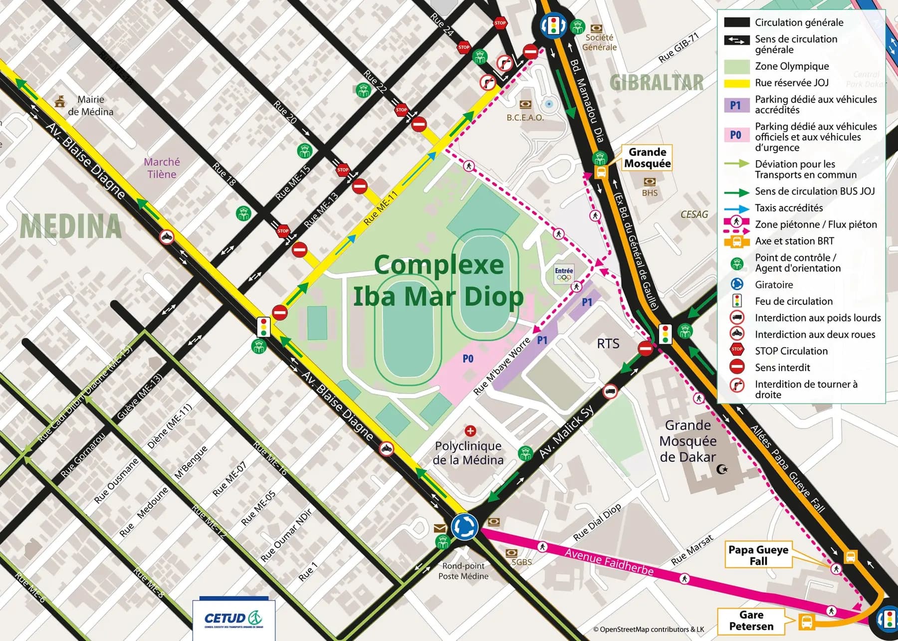 Plan de circulation officiel autour du complexe Iba Mar Diop, à la Médina