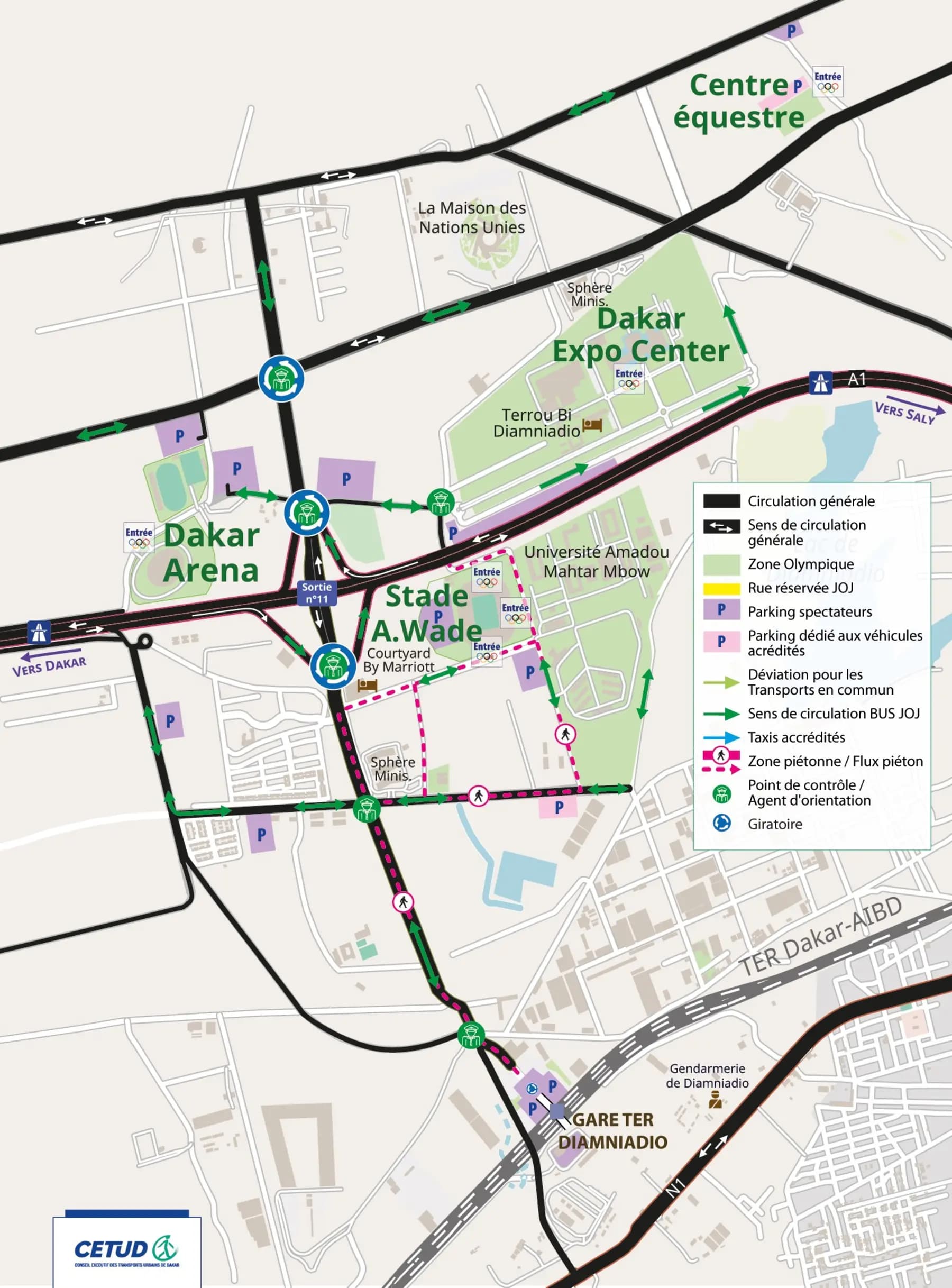 Plan de stationnement et de circulation officiel du pôle de Diamniadio